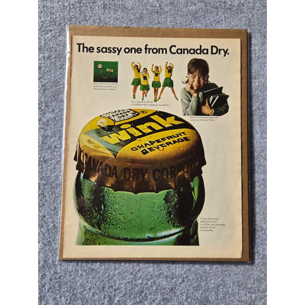 Vintage 1966 Canda Dry Wink Soda Print Ad from Look Magazine